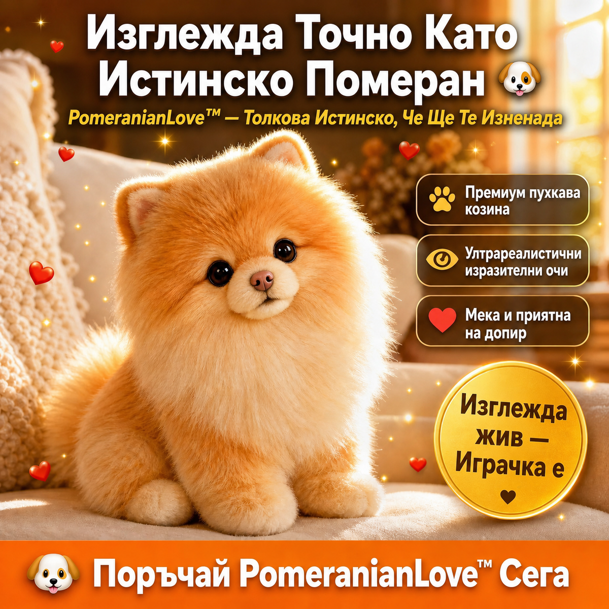 Комплект 1+1 Плюшено Кученце PomeranianLove™